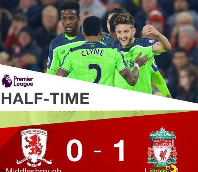 ليفربول ينهي الشوط الأول متقدما على ميدلزبره