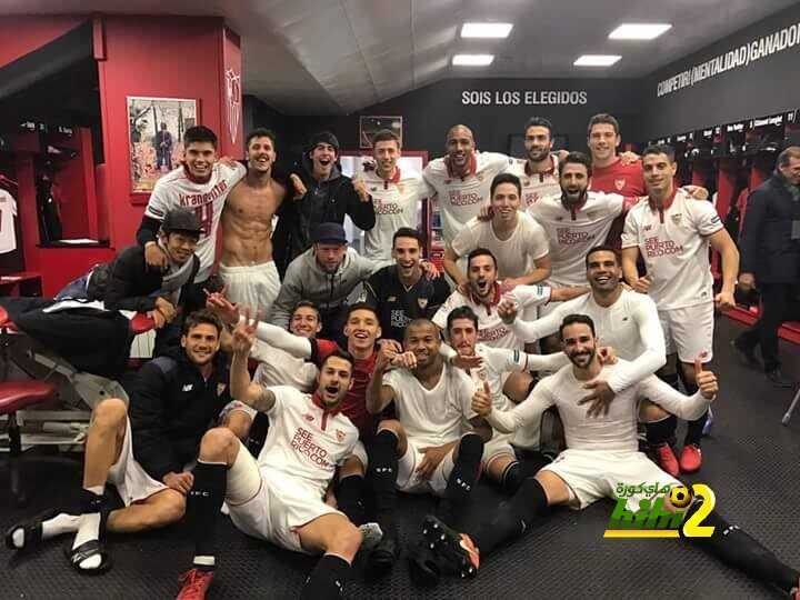 صورة : هكذا إحتفل لاعبو إشبيلية بعد الإنتصار على ريال مدريد