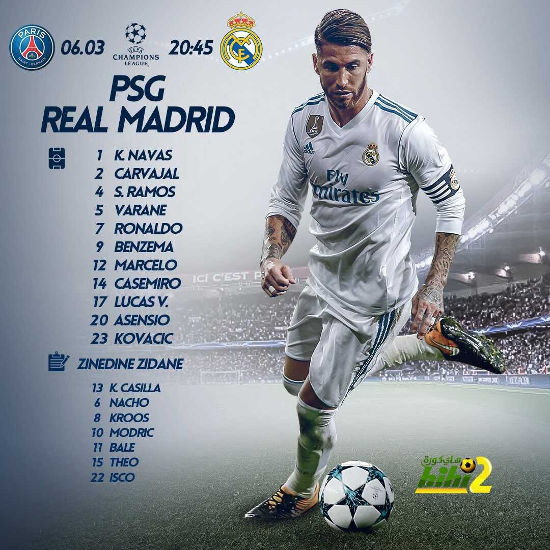مفاجأت بالجملة بتشكيلة ريال مدريد الرسمية أمام باريس