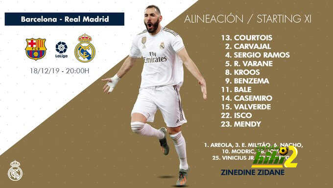 عاجل تشكيلة ريال مدريد الرسمية للكلاسيكو