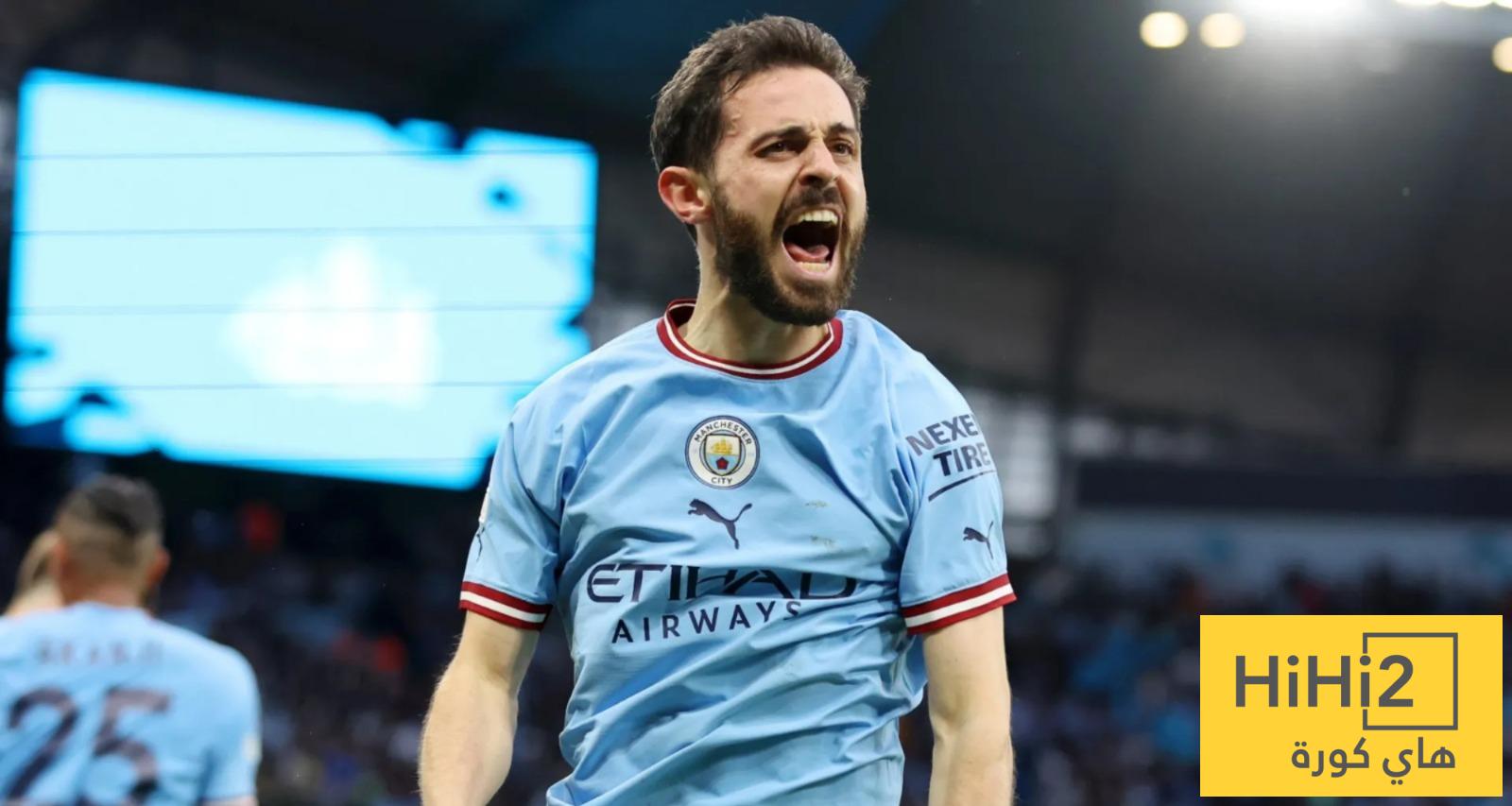 بيرناردو سيلفا يرتقي للمركز الثالث في تاريخ مانشستر سيتي بالبريميرليغ