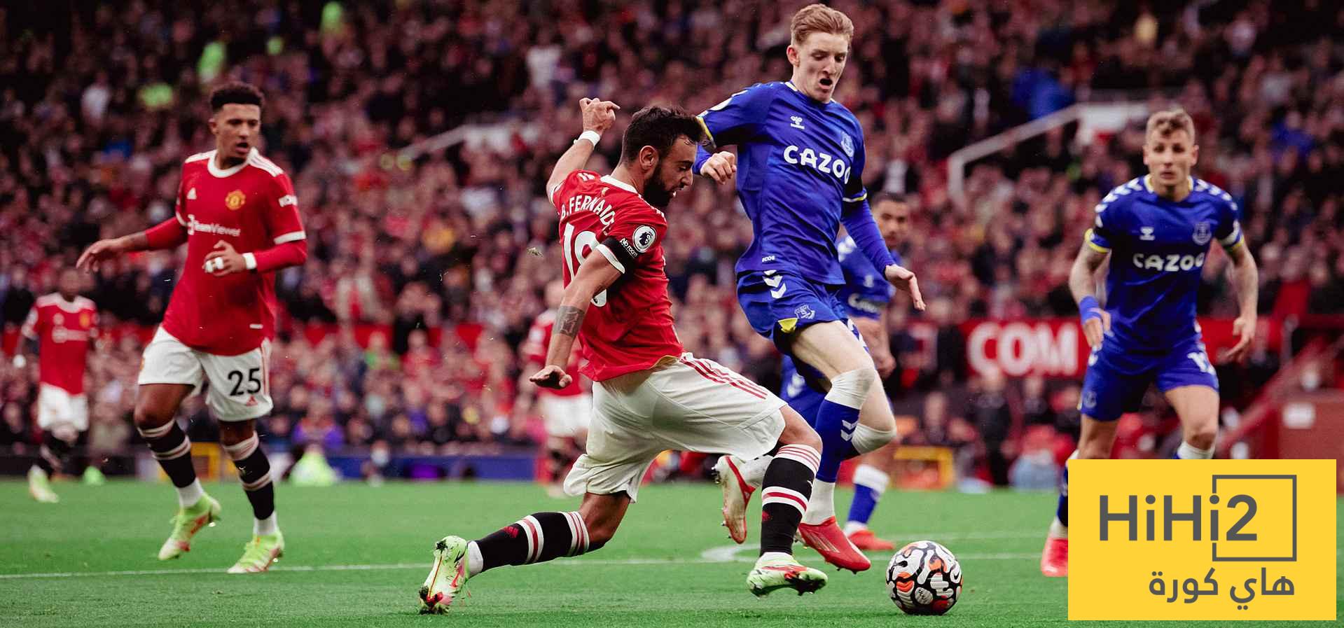 نتائج آخر خمس مباريات بين مانشستر يونايتد وإيفرتون