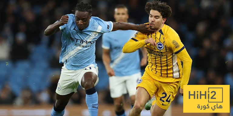 مانشستر سيتي يتقدم على برايتون في الشوط الاول