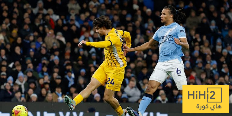 احصائيات الشوط الاول من مباراة مانشستر سيتي وبرايتون