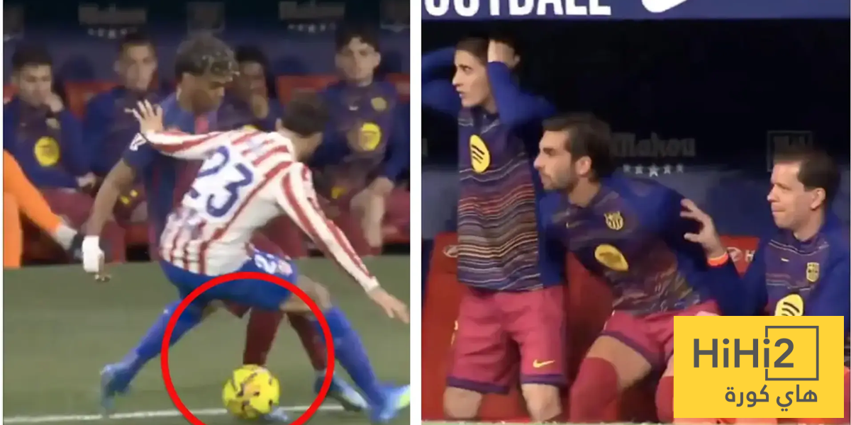 صور: رد فعل دكة بدلاء برشلونة بعد مراوغة لامين يامال أمام أتلتيكو