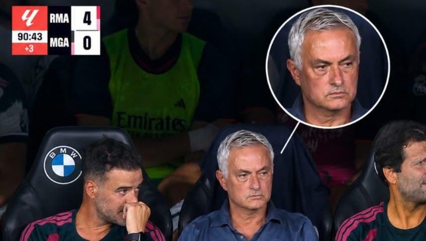 صورة : رد فعل غريب من مورينيو بعد رباعية ريال مدريد ضد مالقا